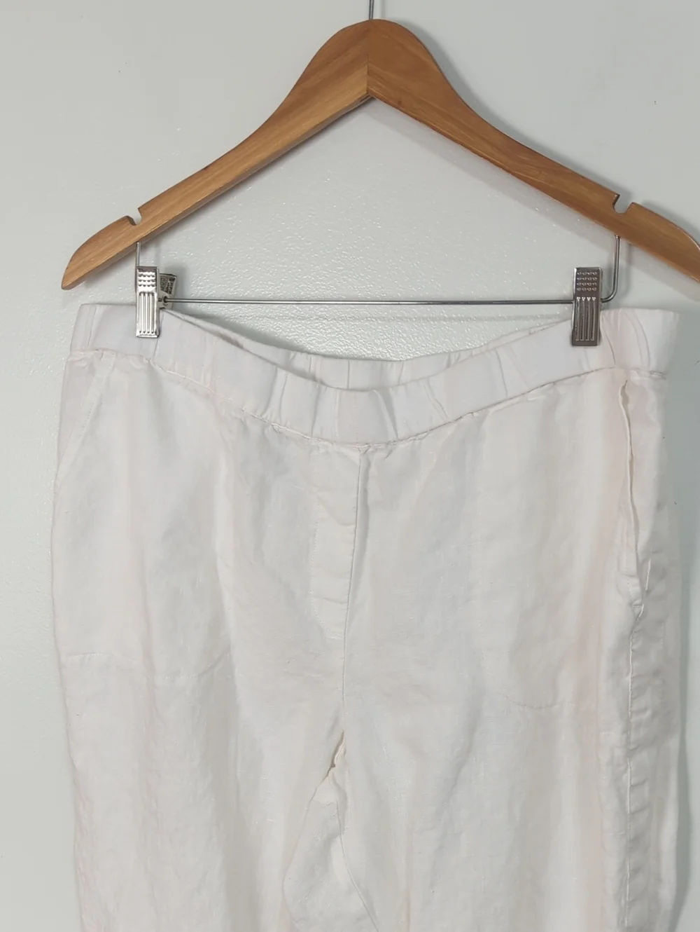 Pure Jill‎ By J. Jill Size XL White 100% Linen Elastic Waist Crop Pants